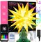 Smart 13" Moravian Star Tree Topper Lighted - 54 LED 3D Foldable Christmas Star Tree Topper with Lights, App Control Music Sync Top LED Tree Top with Remote Indoor Outdoor Decoration (Hollow Stars)